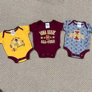 Lot of 3 Iowa State onesies, size 0-3 months